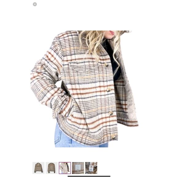 Joie Brushed Boxy Plaid Jacket, Shacket. Large. Cropped. Autumn Festival - Picture 1 of 16